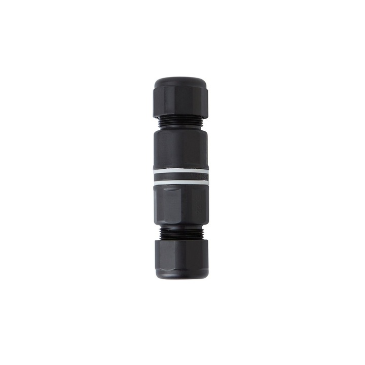 Conector tip linie, IP68, 2.5 mm², 2 fire, negru