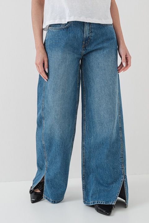 Pepe Jeans London, Дънки с широк крачол и цепки, Прашно синьо