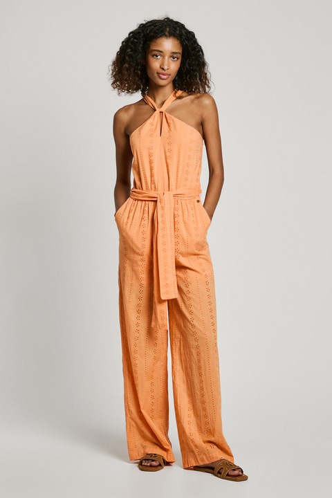 Pepe Jeans London, Salopeta cu decolteu halter, Portocaliu, S