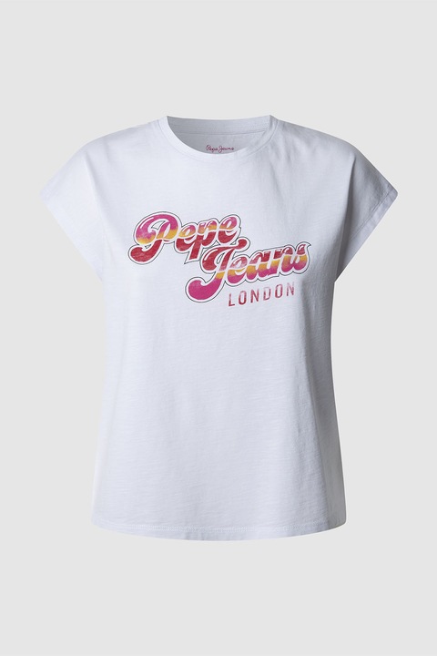 Pepe Jeans London, Logós pamutpóló, Piros/Fehér/Sötét rózsaszín