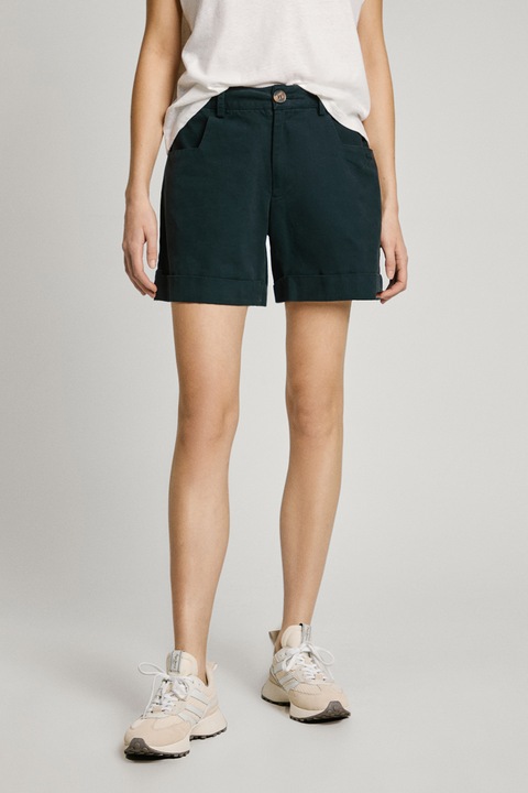 Pepe Jeans London, Blugi scurti cu talie medie, Gri antracit