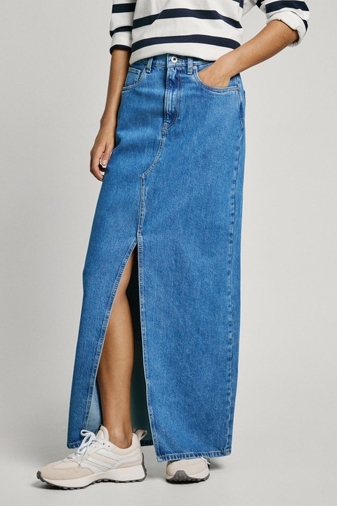 Pepe Jeans London, Egyenes fazonú farmerszoknya, Pasztellkék