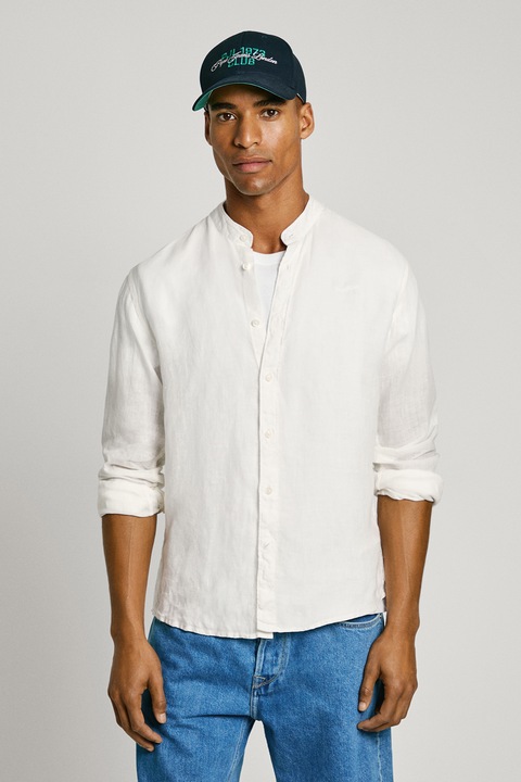 Pepe Jeans London, Normál fazonú lenvászon ing, Fehér, M