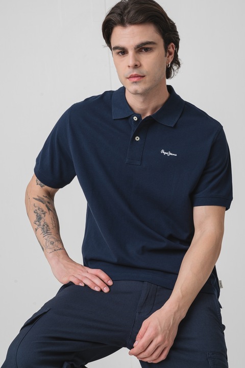 Pepe Jeans London, Galléros pamutpóló, Tengerészkék