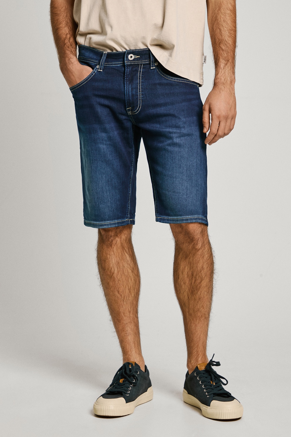 Pepe Jeans London, Bermude din denim, Albastru inchis, 32