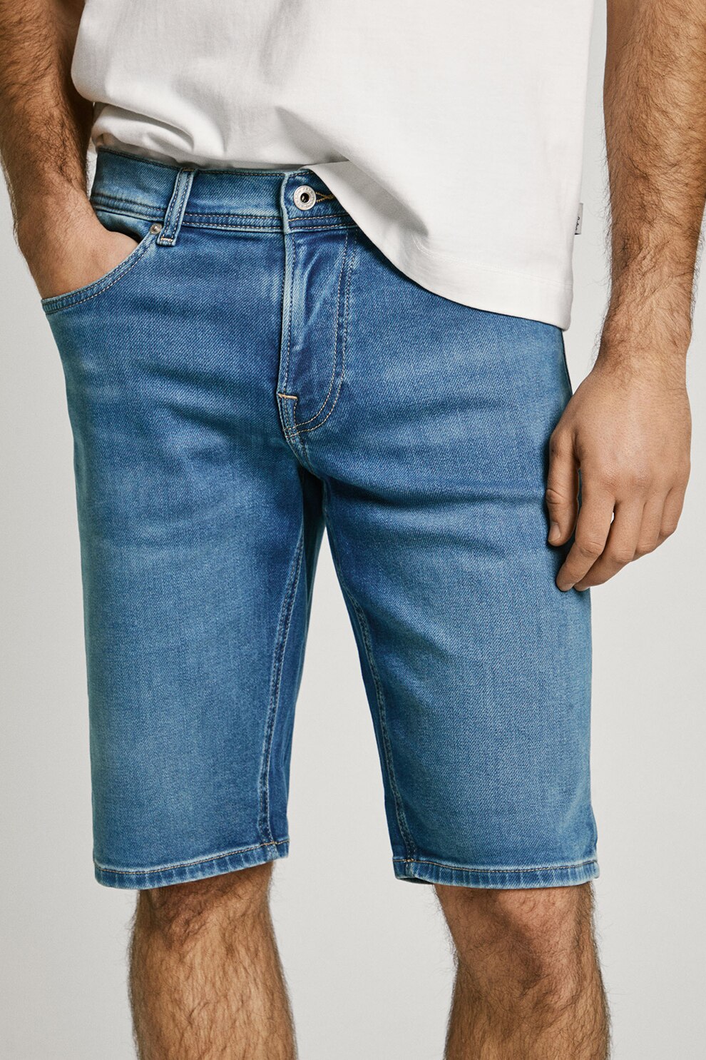 Pepe Jeans London, Blugi scurti cu talie medie, Albastru prafuit, 34