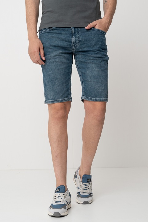 Pepe Jeans London, Bermude din denim, Albastru melange, 38