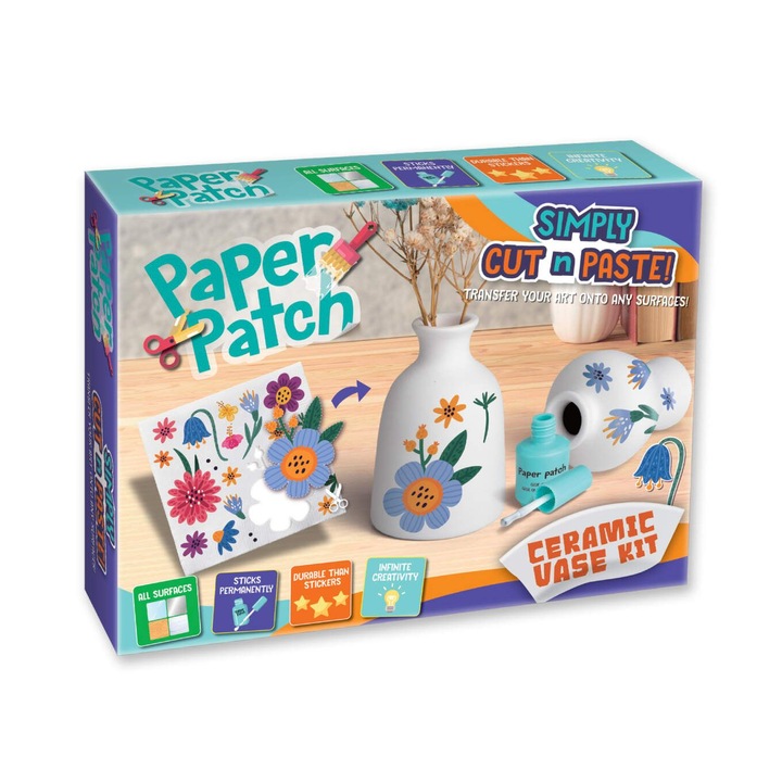 Креативен комплект Strigo "paper patch" керамична ваза
