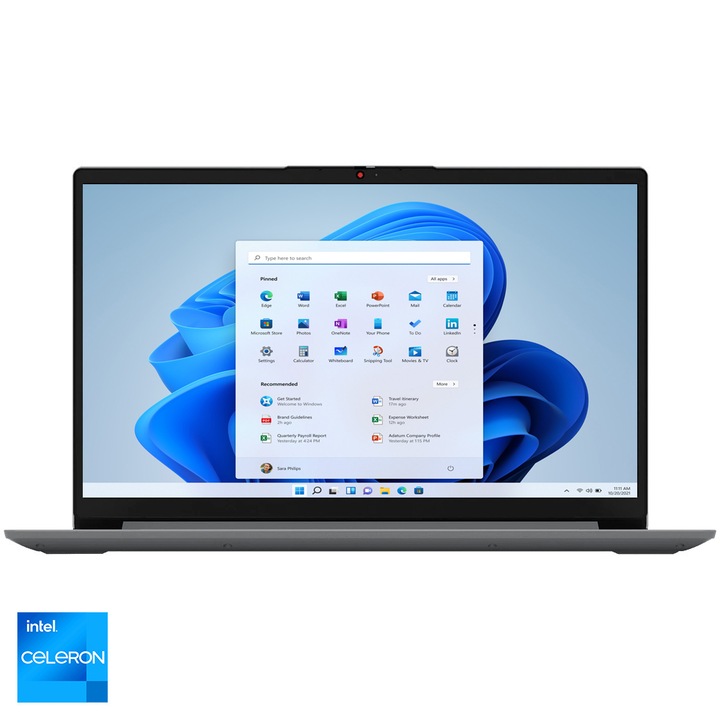 Lenovo IdeaPad 1 15IJL7 laptop Intel® Celeron® N5100 processzorral 2,8 GHz-ig, 15,6" Full HD, 4 GB DDR4 RAM, 128 GB eMMC 5.1, Intel® UHD Graphics, Windows® 11 Home, Cloud Gray