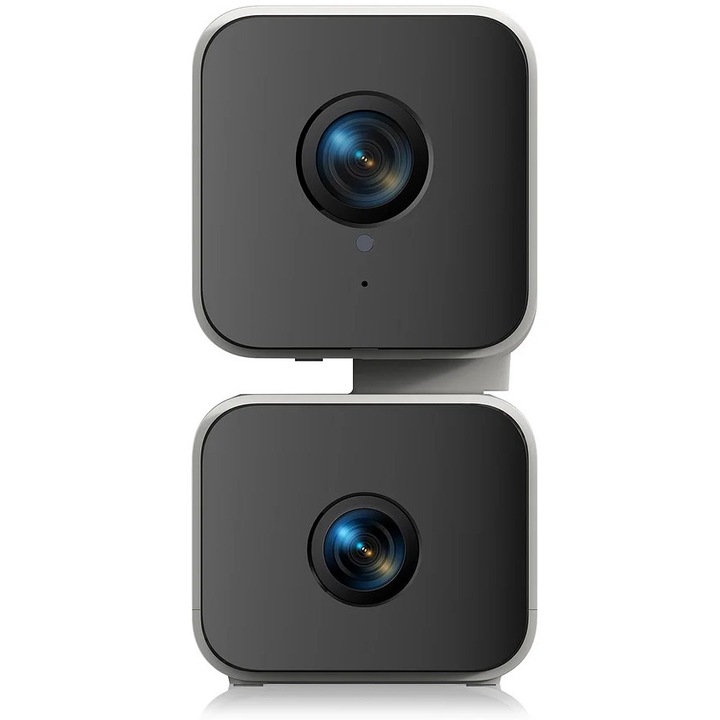 Двойна безжична IP камера Gosund PC12, 4 MP HD, Нощно виждане, Аларма за откриване на човешко движение, Микрофон, Наклон в две посоки, MicroSD слот, IR 10m, без мъртъв ъгъл, Tuya cloud, бяло/черно