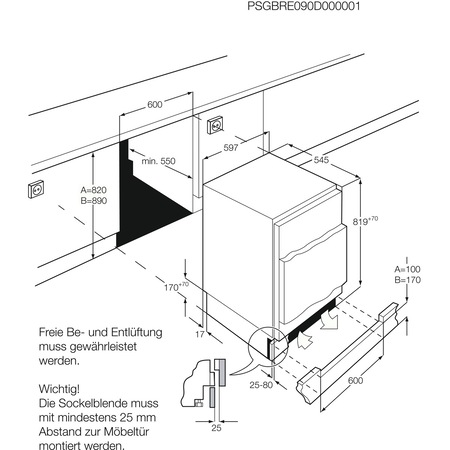Congelator incorporabil AEG ABB68211AF, 95 l, 3 sertare, Clasa A+, H 82 cm
