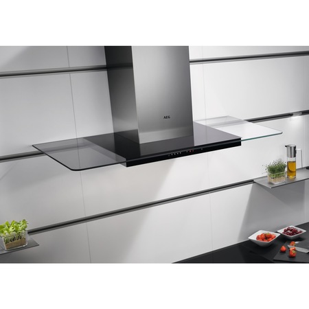 Hota incorporabila decorativa AEG DTB5960HM, Putere de absorbtie 779 mc/h, 1 motor, 90 cm, Control touch, Conectivitate plita, Inox