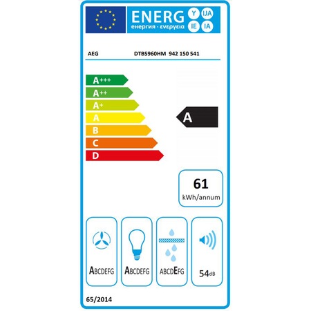 Hota incorporabila decorativa AEG DTB5960HM, Putere de absorbtie 779 mc/h, 1 motor, 90 cm, Control touch, Conectivitate plita, Inox