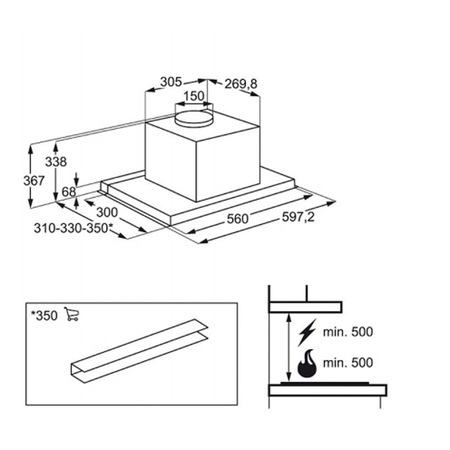 Hota incorporabila telescopica AEG DPE5650G, Putere de absorbtie 603 mc/h, 1 motor, 60 cm, Glass Out