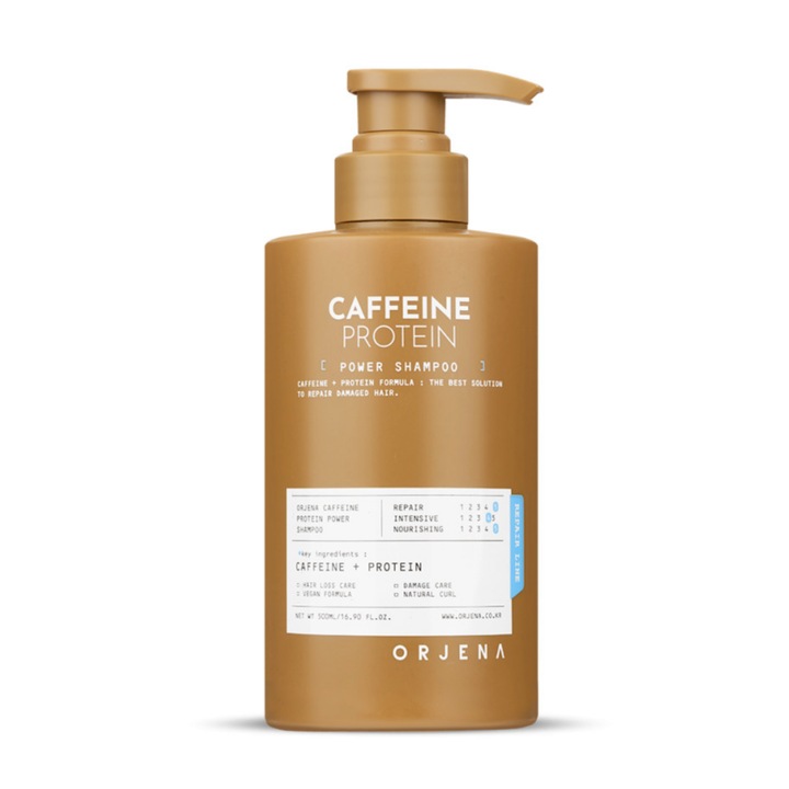 Sampon pentru par deteriorat, Orjena, cu extract de cafeina, reduce caderea parului, pentru par cu aspect gras, 500 ml