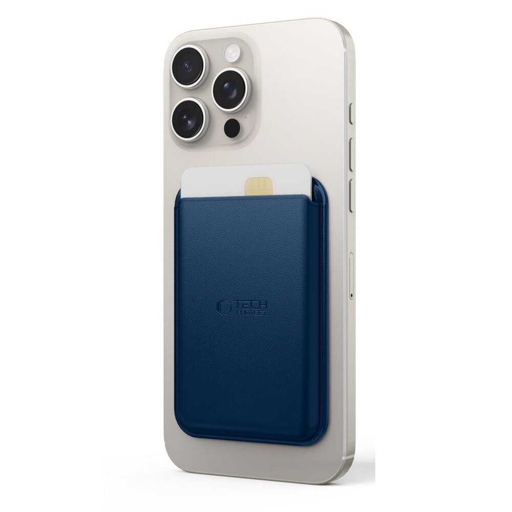 Suport de carduri pentru telefon TECH-PROTECT MagWallet, Compatibil MagSafe, Bleumarin