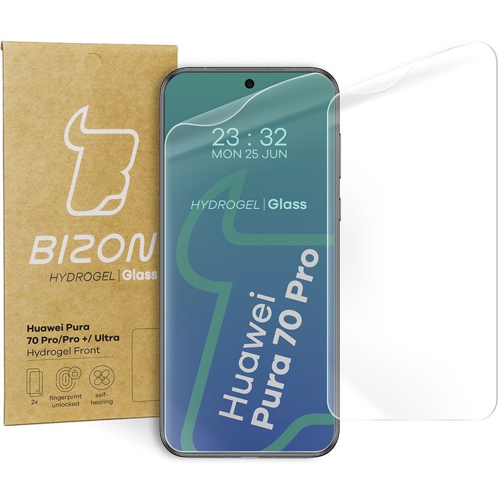 2x fólia Készlet Bizon Glass Hydrogel Screen kompatibilis Huawei Pura 70 Pro, Pura 70 Pro Plus / Ultra, átlátszó