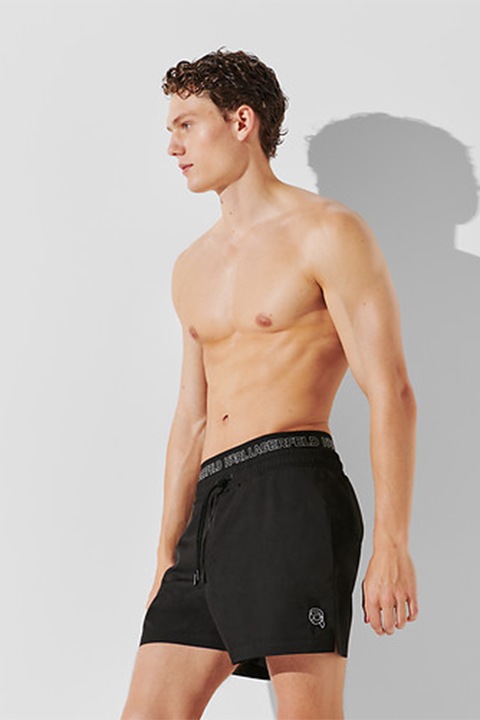 Karl Lagerfeld, Плувни шорти с регулируема талия, Черен, XL