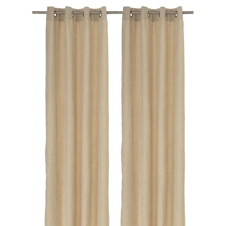 2 db átlátszatlan függöny készlet, fém karikákkal, 140 x 246, bézs