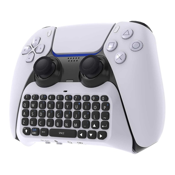 Billentyűzet PS5 vezérlőhöz, Bluetooth, ergonomikus kialakítás, vezeték nélküli, Beépített hangszóró, Könnyen telepíthető, OUYLAF, fehér