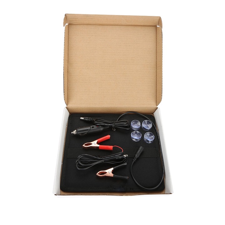 Set panou solar portabil 5.5W 18V, 12V, Negru
