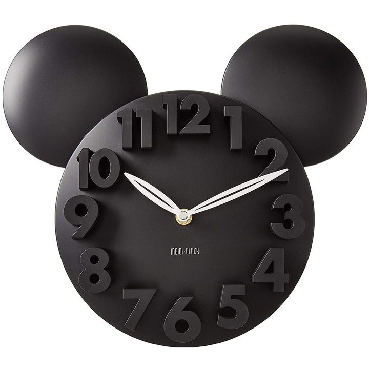 Ceas de perete 3D Mickey Mouse, decorativ pentru copii, negru, 32x28cm