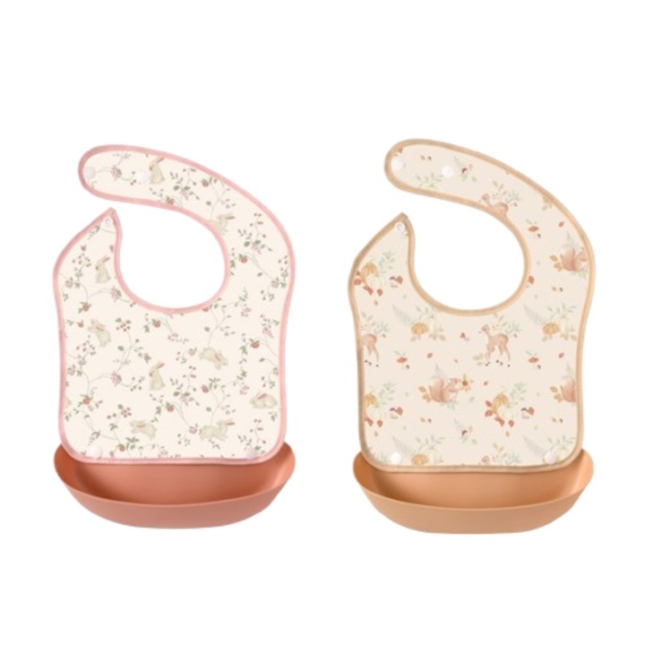 2 db baba előke készlet, Wisolt, TPA, Vízálló, Rózsaszín/narancs