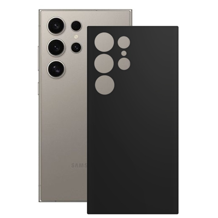 Folie skin SILKASE, pentru Samsung Galaxy S25 Ultra, negru mat, protectie spate telefon