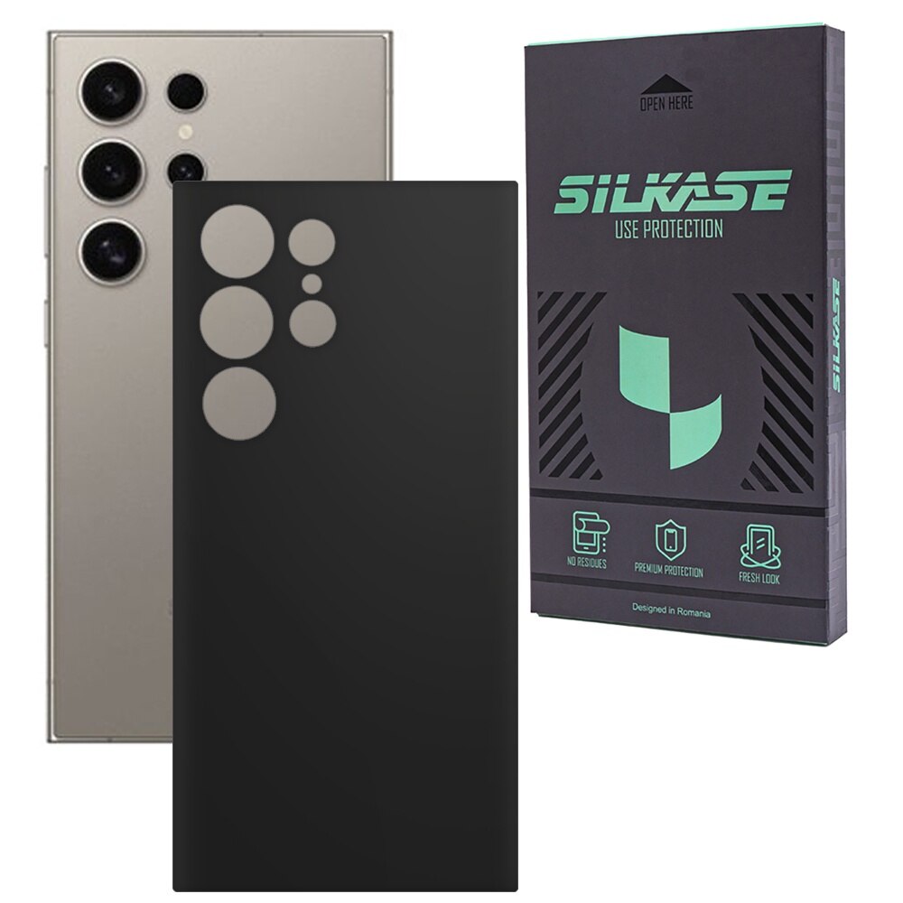 Folie skin SILKASE, pentru Samsung Galaxy S25 Ultra, negru mat, protectie spate telefon