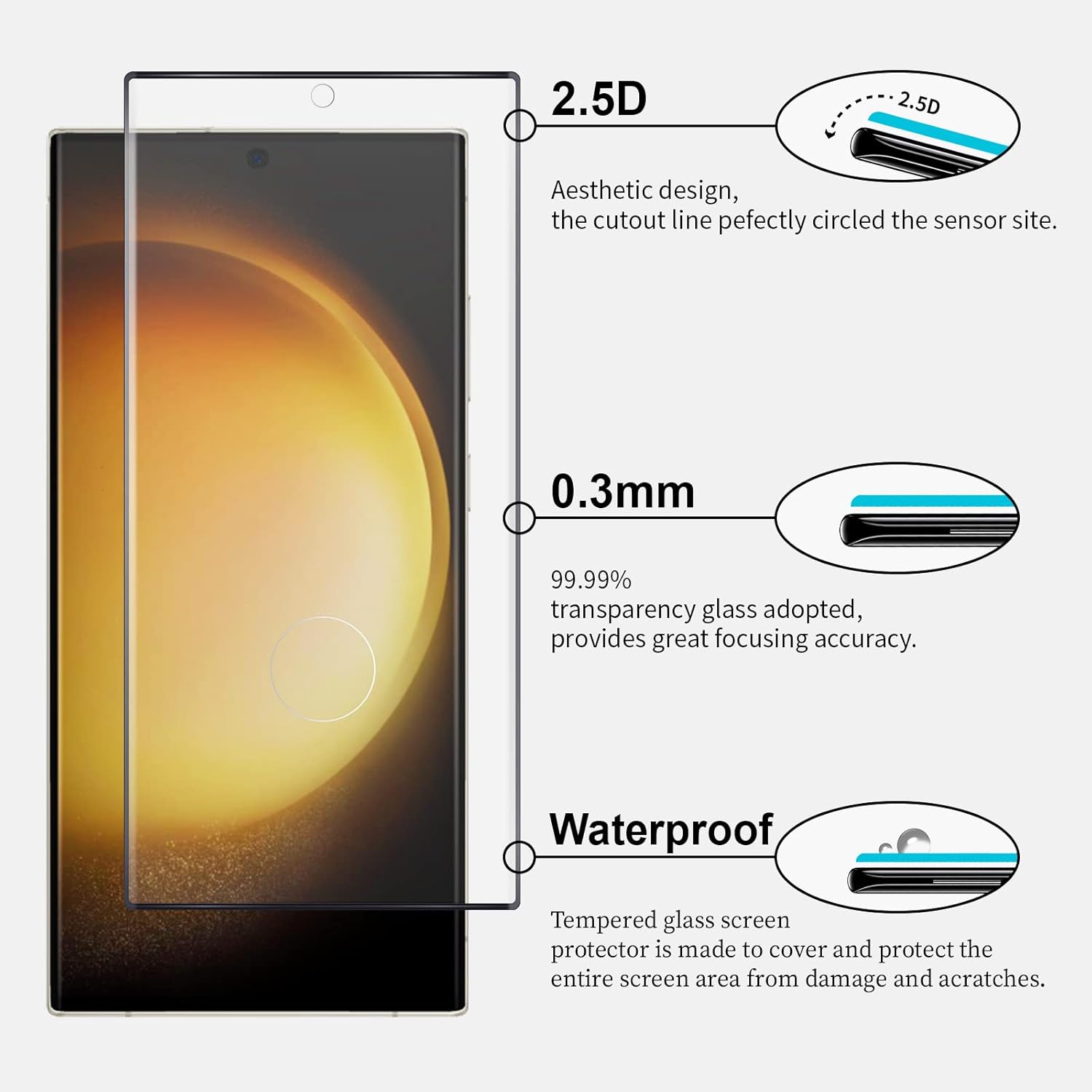 Folie sticla compatibila cu Samsung Galaxy S26 Ultra - Contur negru ALC