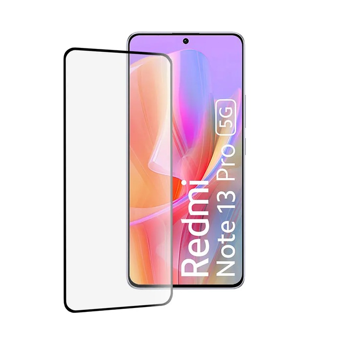 Xiaomi Redmi Note 13 5G / Note 13 Pro 5G-vel kompatibilis üvegfólia - Fekete körvonalú ALC