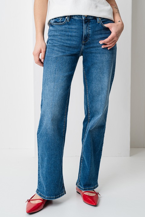 QS, Straight fit farmernadrág öt zsebbel, Kék