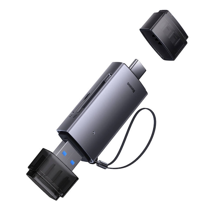 Baseus Lite Series SD/TF memóriakártya olvasó, USB + USB-C, Szürke