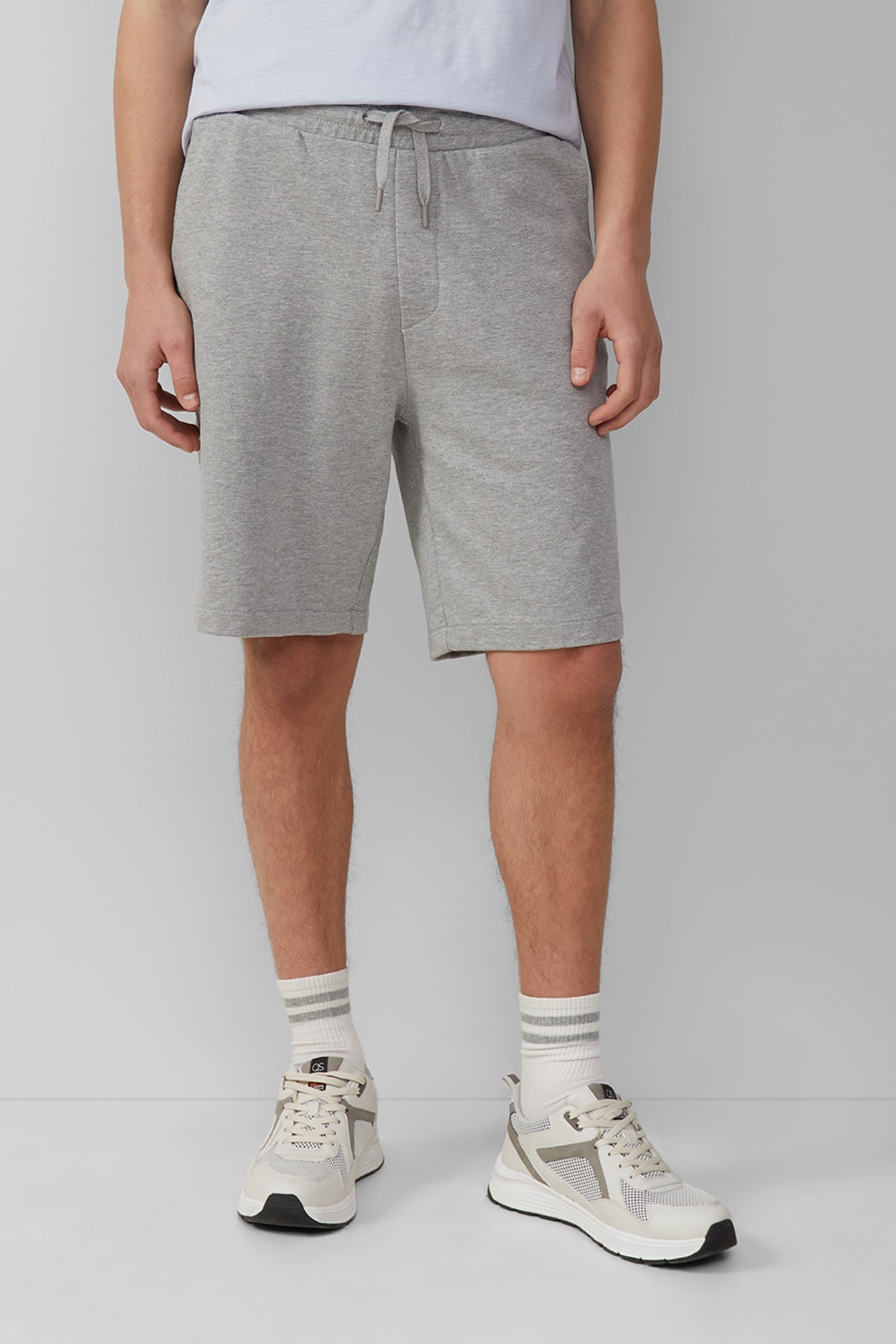 QS, Bermude relaxed fit de bumbac cu snur, Gri melange, L
