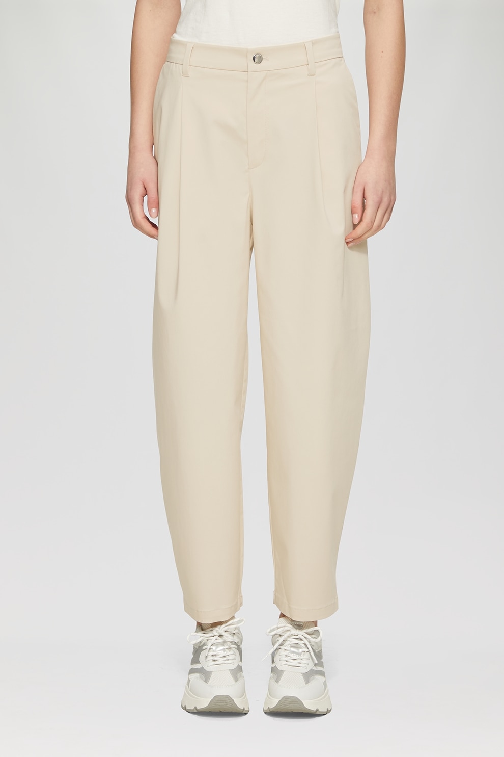s.Oliver, Pantaloni conici cu talie inalta, Bej deschis, 38