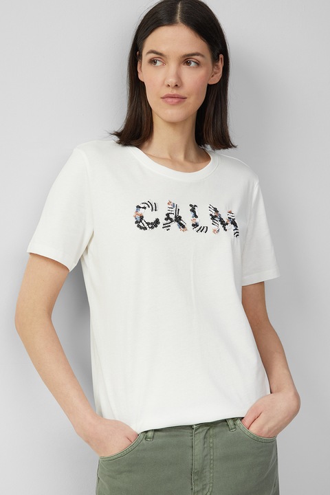 s.Oliver, Tricou regular fit de bumbac, Alb