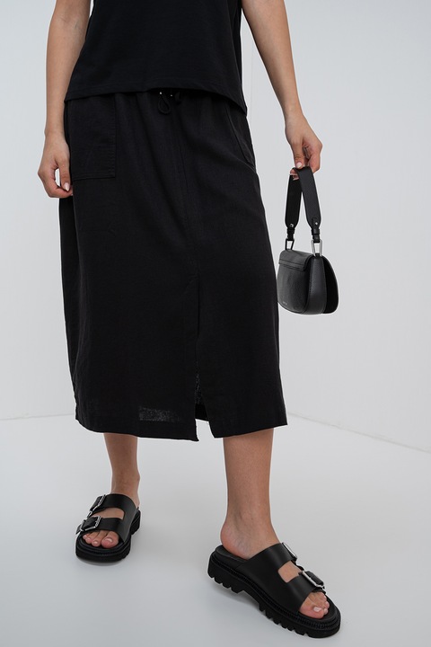 s.Oliver, Fusta midi din amestec de in, Negru, M