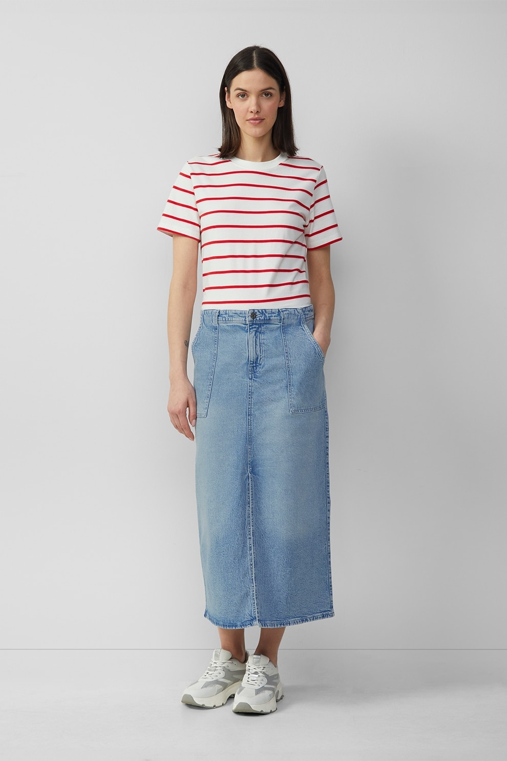 s.Oliver, Fusta din denim cu slit frontal, Albastru deschis, 36