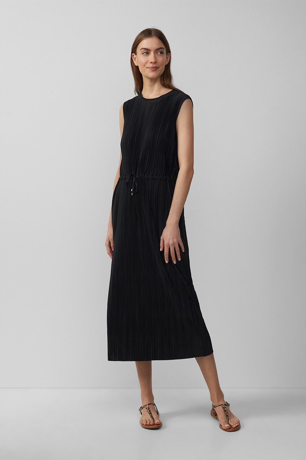 s.Oliver, Rochie midi cu talie ajustabila, Negru, 36