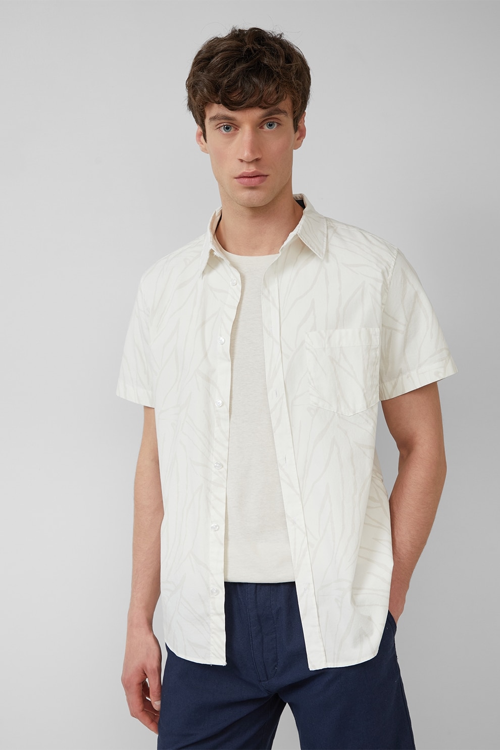 s.Oliver, Camasa cu maneci scurte si buzunar pe piept, Bej deschis, M