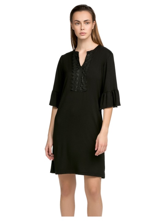 Rochie de plaja IOTA, dantela, maneci 2/4, negru, viscoza