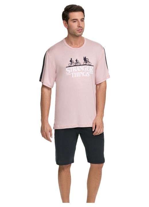 Pijamale barbati, 100% bumbac, roz