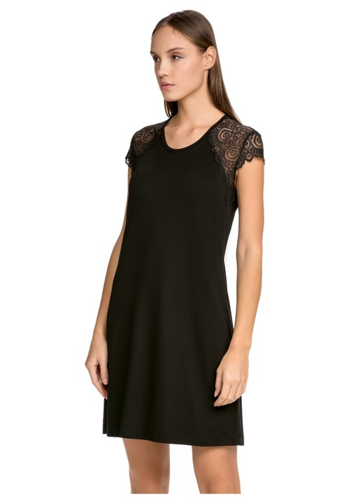 Rochie dama IOTA, viscoza aerisita, dantela neagra