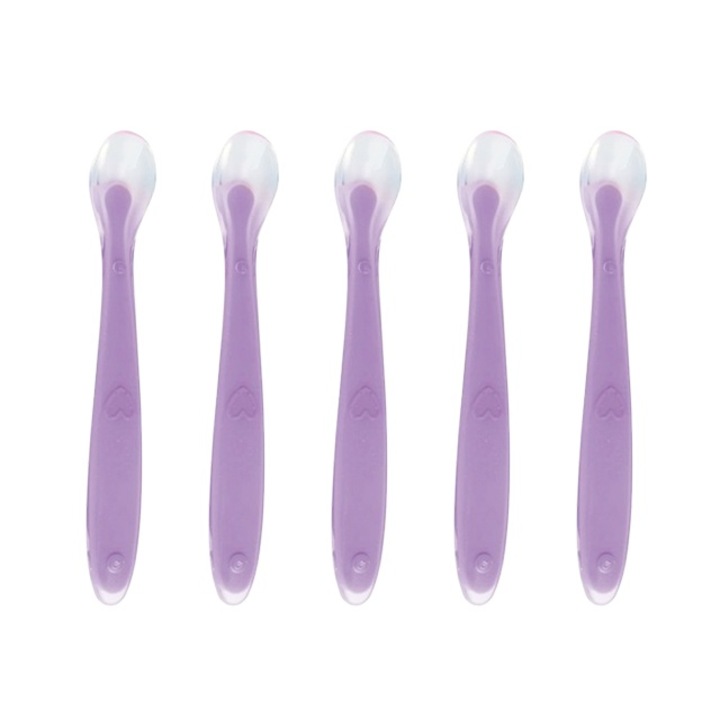 Set 5 lingurite pentru bebelusi, ZHONYEE, Silicon, Mov