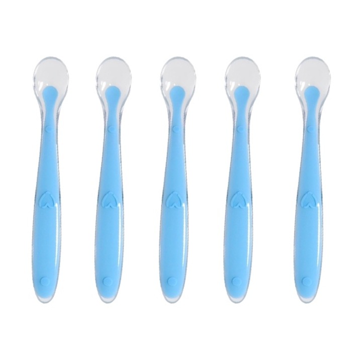 Set 5 lingurite pentru bebelusi, ZHONYEE, Silicon, Albastru