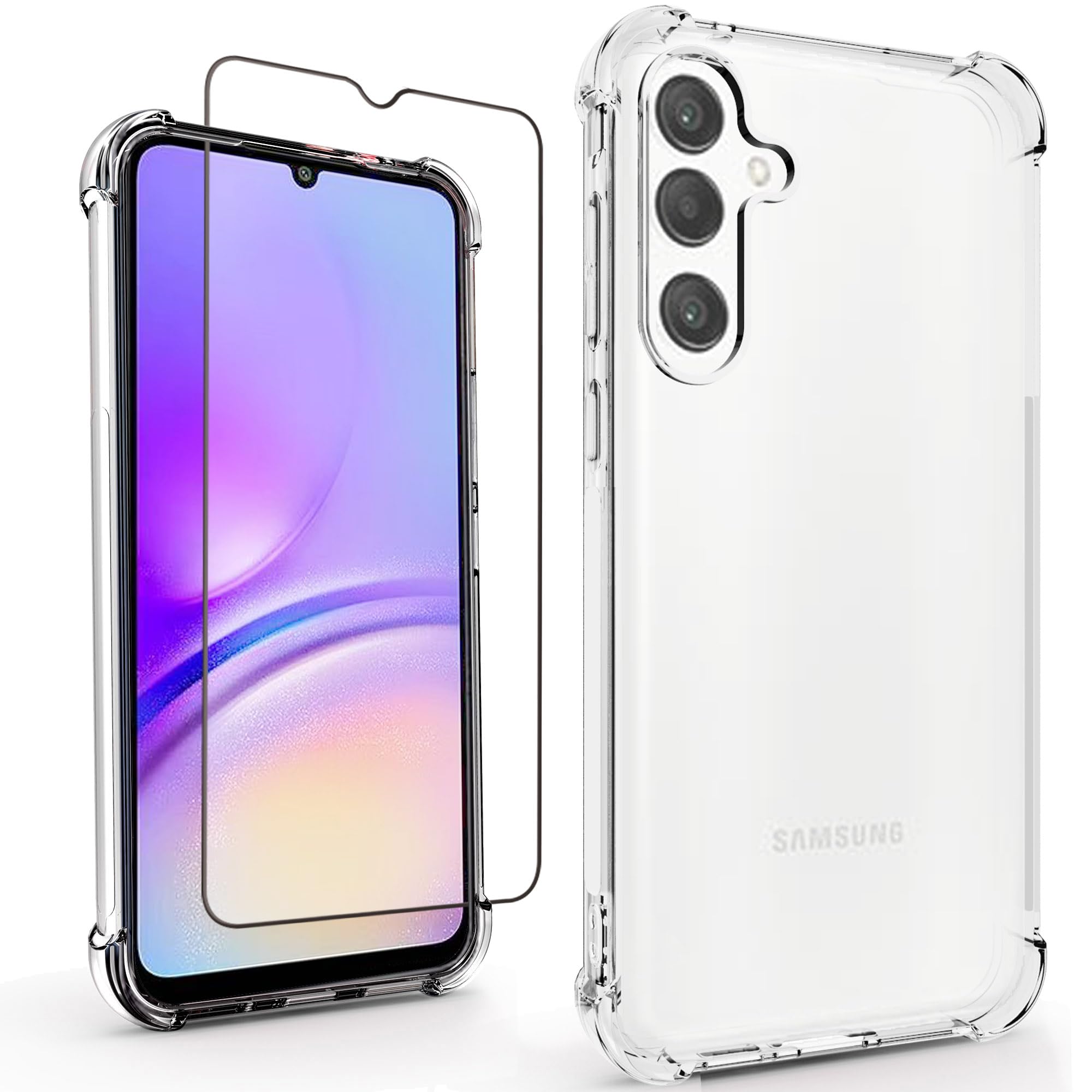 Set Husa pentru Samsung Galaxy A16 5G si Folie Ecran, Silicon Antishock, Transparent, BzStore