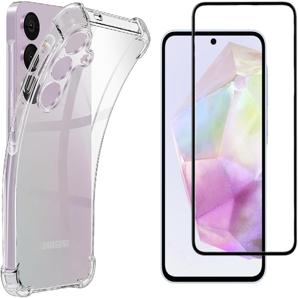 Set Husa pentru Samsung Galaxy A16 5G si Folie Ecran, Silicon Antishock, Transparent, BzStore