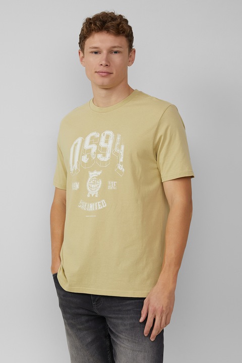 QS, Normál fazonú feliratos póló, Mustársárga