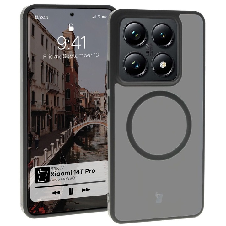 Калъф, Bizon Case MatteO, Xiaomi 14T Pro, Прозрачен с черен цвят
