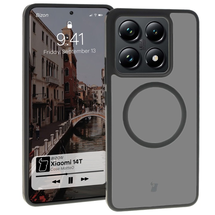 Калъф, Bizon Case MatteO, Xiaomi 14T, Прозрачен с черен цвят